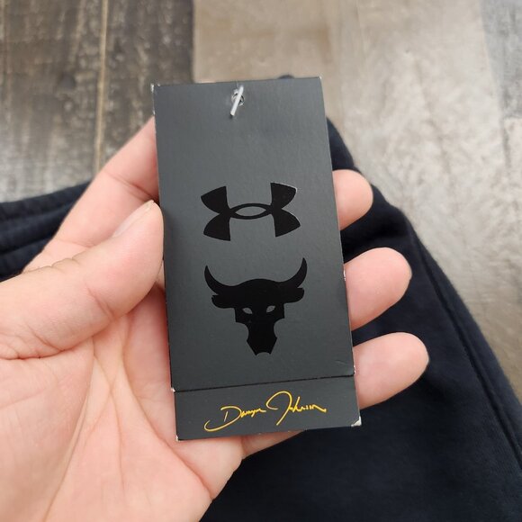 Under Armour Project Rock Mens size M Medium Terry Sweat Shorts Hardest Worker - Picture 8 of 10